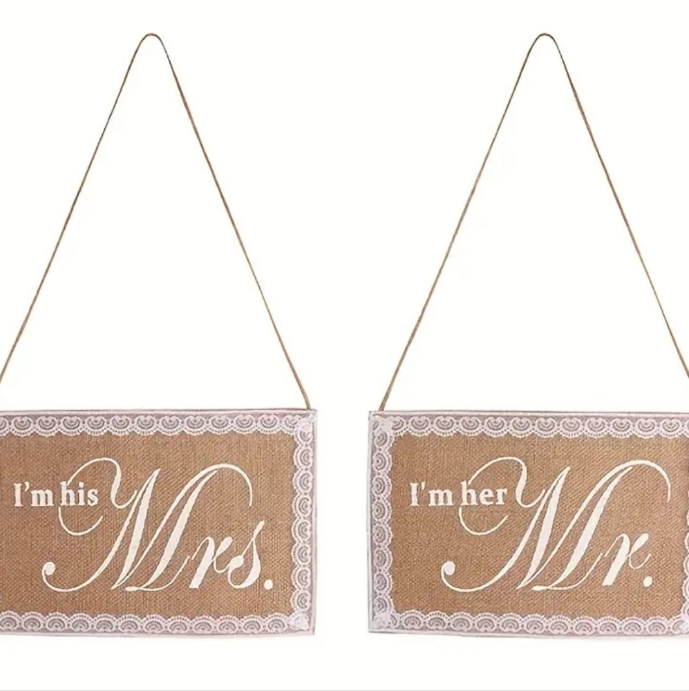 Rustic Mr. & Mrs. Burlap chair set